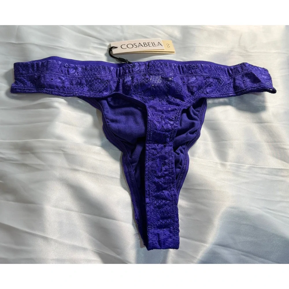 Cosabella Never Say Never Men's Lace G-String Thong Violet Sexy‎ Italian Lace S